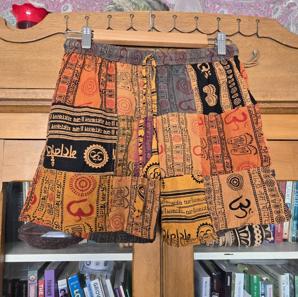 NEW Kathmandu Imports Colorful Patchwork Shorts OM Nepal cotton